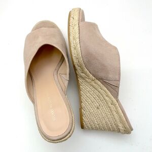Stuart Weitzman Open-Toe Slip-On Suede Wedge Espadrille Shoes